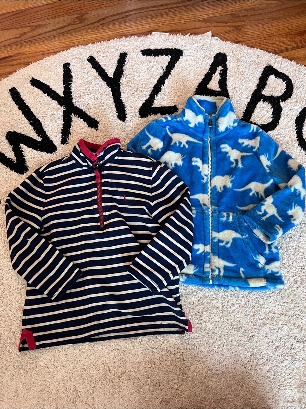 Joules Quarter-Zip Pullover & Hatley Fleece Zip with Dinos